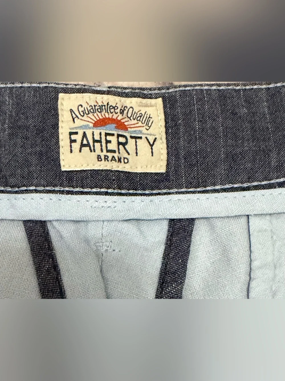 Faherty Malibu Linen & Cotton Chino Shorts Light Blue Size 36